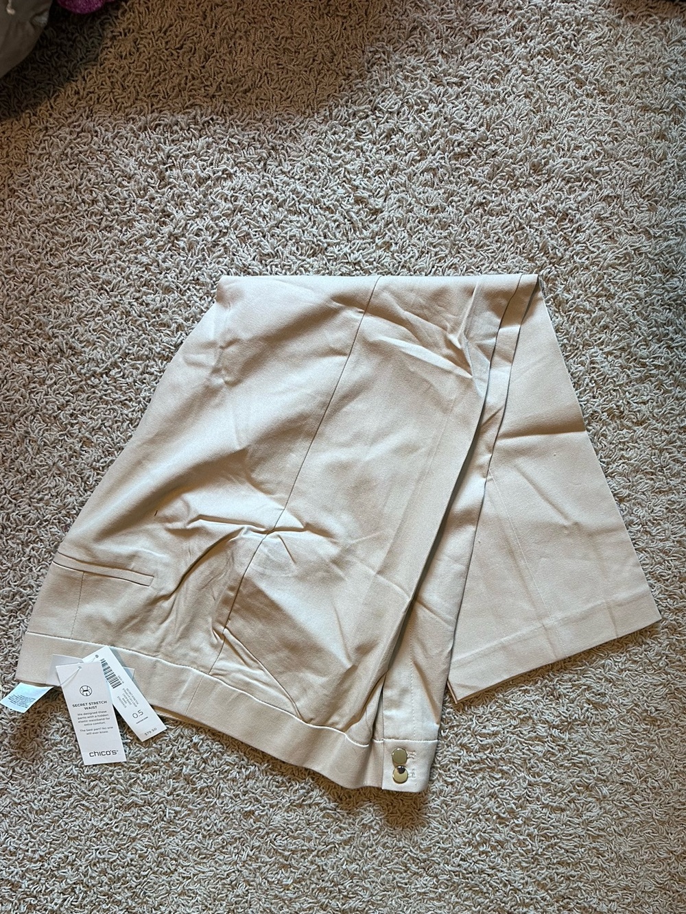 CHICO'S Size 14 Stretch Sand Crop Capri Pants NEW! Retail $79